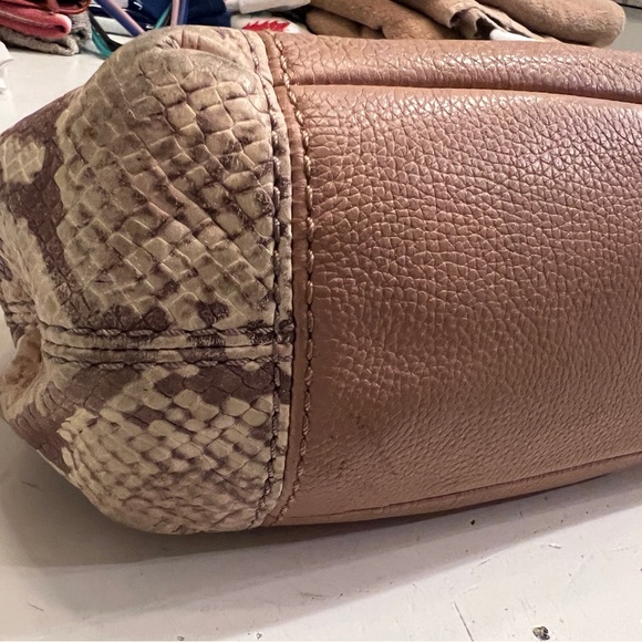 Coach Brown & Tan Python-Print Leather Shoulder Bag - Picture 5 of 13